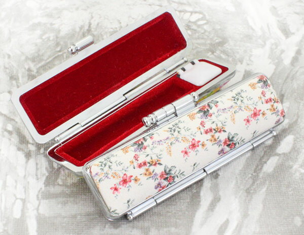 【ポイント2倍】印鑑ケース はんこケース ST枠 シルバー 花 ケース ペンタス 10.5mm 〜 12mm おしゃれ 印鑑収納 朱肉付き ハンコケース 印鑑 ...