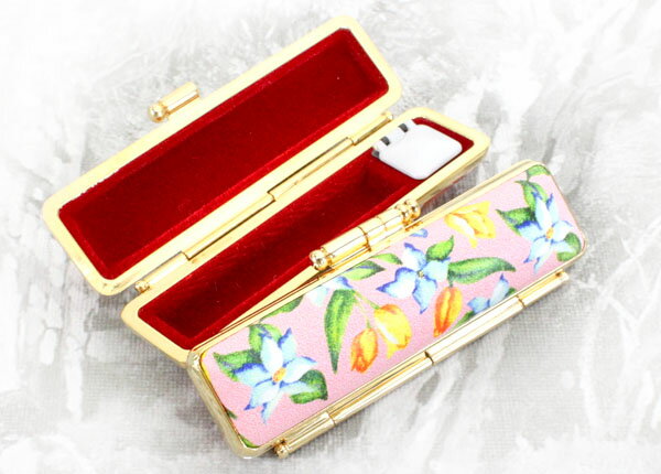 【100円クーポン中】印鑑ケース はんこケース ST枠 ゴールド 花 ケース ききょう 10.5mm 〜 12mm おしゃれ 印鑑収納 朱肉付き ハンコケース ...