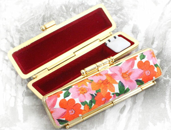 【100円クーポン中】印鑑ケース 15mm はんこケース ST枠 ゴールド 花 ケース アッツザクラ 13.5mm〜15mm おしゃれ 印鑑収納 朱肉付き ハン...