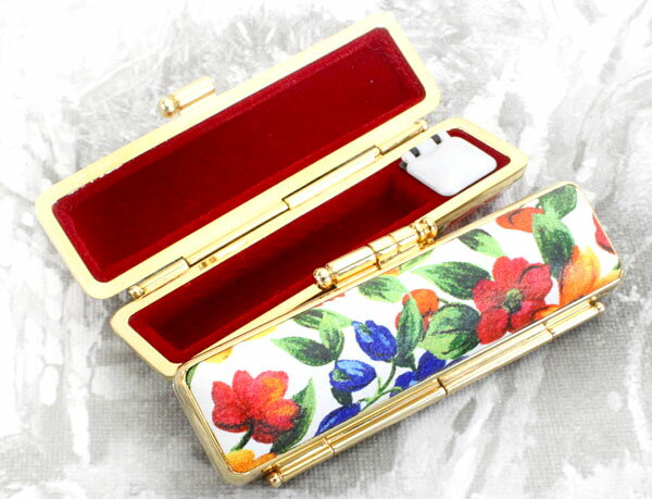 【100円クーポン中】印鑑ケース 15mm はんこケース ST枠 ゴールド 花 ケース さざんか 13.5mm〜15mm おしゃれ 印鑑収納 朱肉付き ハンコケ...