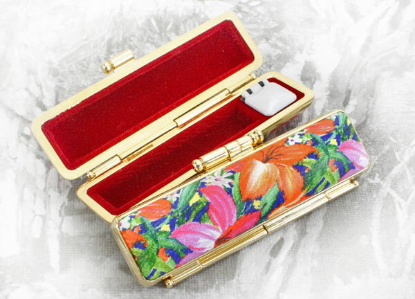 【100円クーポン中】印鑑ケース はんこケース ST枠 ゴールド 花 ケース ハイビスカス 10.5mm 〜 12mm おしゃれ 印鑑収納 朱肉付き ハンコケー...