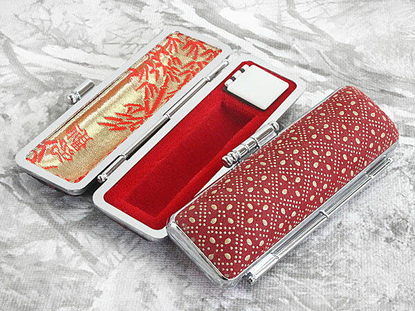 【100円クーポン中】印鑑ケース 15mm はんこケース 赤印伝 鹿革 幾何学 13.5mm〜15mm おしゃれ 印鑑収納 朱肉付き ハンコケース 印鑑 ケース...