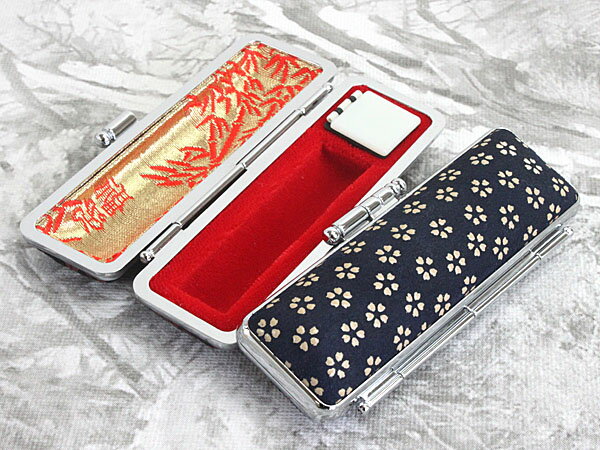 【100円クーポン中】印鑑ケース はんこケース 紺印伝 鹿革 桜花びら 13.5mm 〜 15mm おしゃれ 印鑑収納 朱肉付き ハンコケース 印鑑 ケース プ...