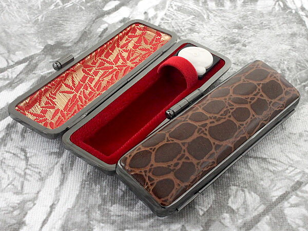 【100円クーポン中】印鑑ケース はんこケース スーパーワニ押 ケース 牛革 型押し 10.5mm 〜 12mm おしゃれ 印鑑収納 朱肉付き ハンコケース 印...