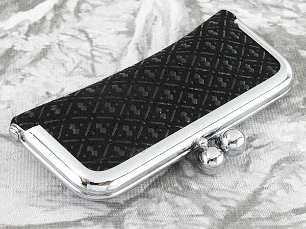 【100円クーポン中】印鑑ケース がま口 口金 シルバー色 はんこケース 黒印伝 No.16 鹿革 黒うるし 幾何学模様 10.5mm〜12mm おしゃれ 印鑑...