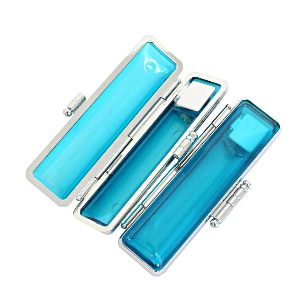 【ポイント2倍】印鑑ケース はんこケース スケルトン ケース 10.5mm 〜 12mm クリア ブルー かわいい 印鑑収納 朱肉付き ハンコケース 印鑑 ケー...