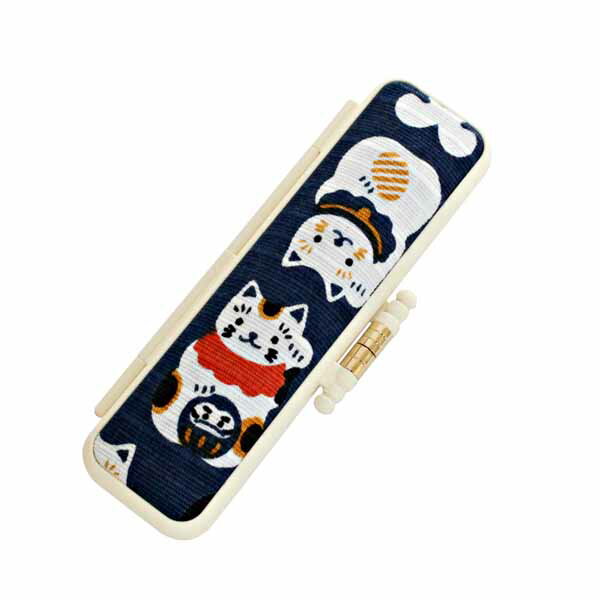 【100円クーポン中】印鑑ケース 猫 ねこ はんこケース PC大入りねこ 青 ケース 10.5mm〜 12mm ケースの中が汚れないキャップタイプ かわいい 印...