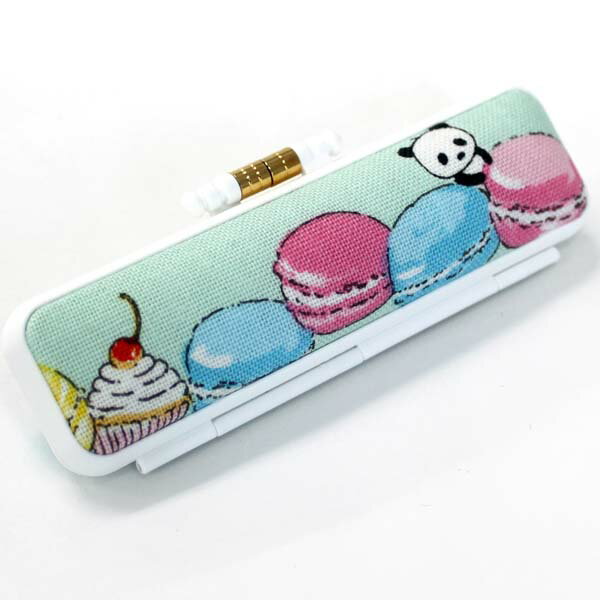 【100円クーポン中】印鑑ケース はんこケース PCマカロンパンダ ケース グリーン色 10.5mm 〜 12mm かわいい 印鑑収納 朱肉付き ハンコケース ...
