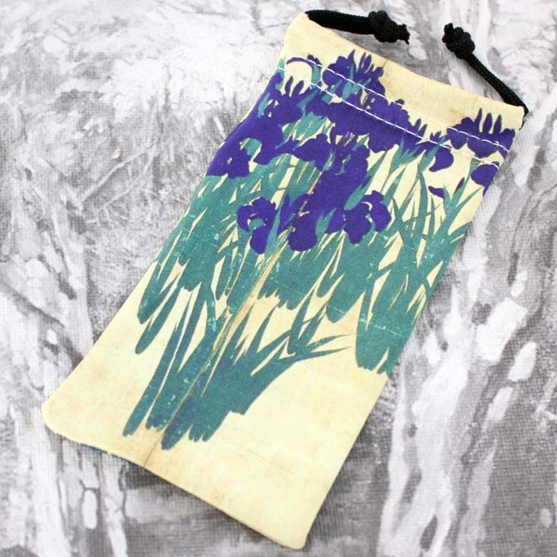 【ポイント2倍】マイクロファイバー 布袋 NO.30 巾着 燕子花図 尾形光琳 印鑑ケース収納袋 印鑑ケースを1本収納可幅 130mmx70mm プレゼントやギ...