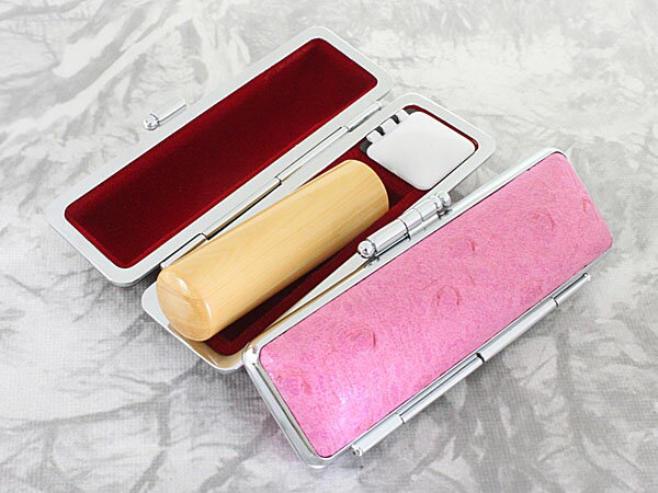 【100円クーポン中】法人 印鑑 セット ケース付き アカネ 寸胴 代表者印 16.5mm または 18mm (会社実印 役職印 代表印 銀行印など) ピンク色...