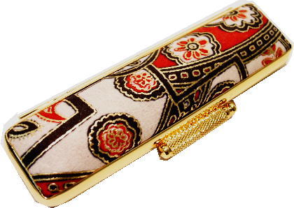 【銀行印 実印】 黒水牛 印鑑 13.5mm ケースをドレスアップ ローケツ染め 印鑑ケース ケース付き かがやき柄 金枠 朱肉付き プレゼントやギフトに！はんこ ハンコ カタカナ ローマ字 外国人【個人印鑑】【福袋価格】【送料無料】