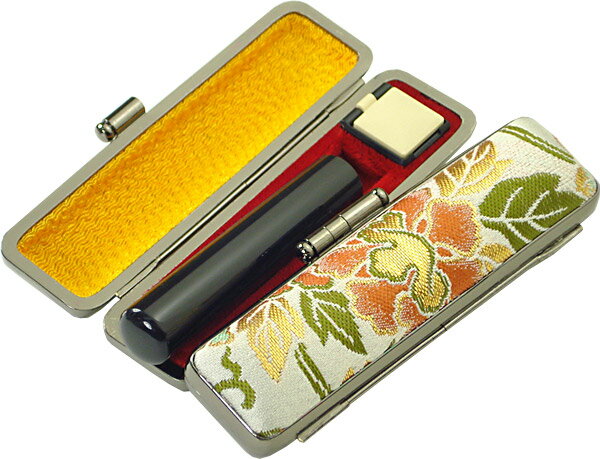 【100円クーポン中】印鑑 銀行印 セット ケース付き はんこセット 黒水牛 印鑑セット ケース付き 銀行印 認印 12mm アタリ付き 印鑑ケース オレンジ色...