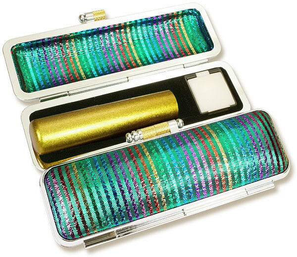 【100円クーポン中】印鑑 認印 水牛 あたり シール 10.5mm メタリック 天然本水牛 イエロー ケース付き はんこ 認め印 印鑑セット 印鑑ケース 朱肉...