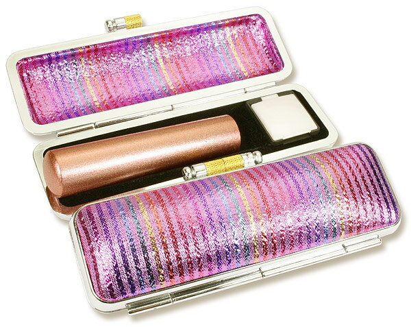 【100円クーポン中】印鑑 認印 水牛 あたり シール 10.5mm 天然本水牛 メタリック ピンク 印鑑セット ケース付き アタリ シール はんこ セット 印...