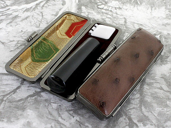 【100円クーポン中】印鑑 銀行印 セット ケース付き はんこセット 黒水牛 ケース付き 認印 銀行印 10.5mm または 12mm アタリ付き 本革 オース...