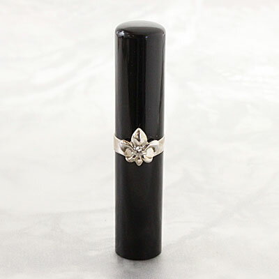 【300円クーポン中】印鑑 銀行印 女性 はんこ ルミネーム ビジュー ブラック BJ-2 リリー 黒水牛印鑑 12mm 銀行印 認印 ケースなし スワロ付き ...