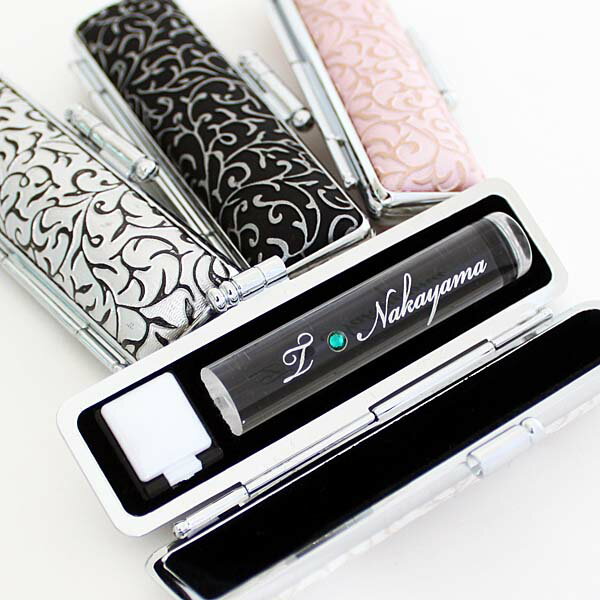 【特殊 側面加工 名入れ】 銀行印 認印 印鑑 はんこセットケース付き 透明クリア印鑑に特殊側面加工付き 12mm シャーロット 印鑑ケース ケース付きセット ...