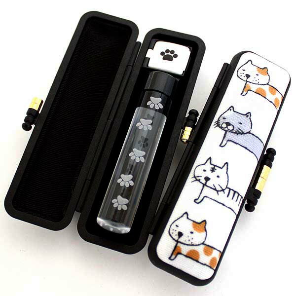 【100円クーポン中】印鑑 はんこセット ケース付き 足跡 クリア透明印鑑 12mm タマタマ8匹 かわいい 印鑑ケース ケース付きセット 朱肉付き 旧字 特殊...