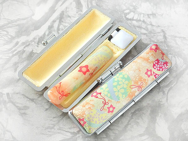 印鑑 作成 銀行印 ケース付き セット はんこ 和ざいく NAGOMI印鑑 ケース付き 12mm 鈴なり イエロー WY-73 銀行印 認印 印鑑とおそろい ケ...