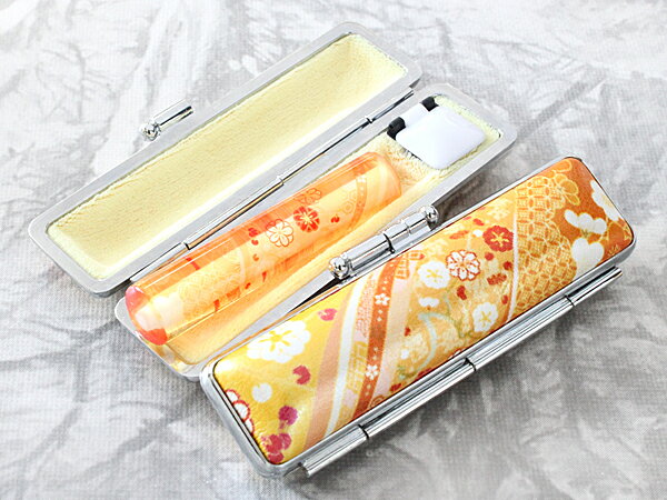 印鑑 作成 銀行印 ケース付き セット はんこ 和ざいく NAGOMI印鑑 プレミアム ケース付き 12mm 花おび イエロー WY-93 銀行印 認印 印鑑と...