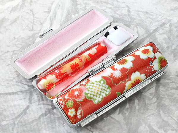 印鑑 作成 銀行印 ケース付き セット はんこ 和ざいく NAGOMI印鑑 プレミアム ケース付き 12mm うららか ピンク WR-86 銀行印 認印 印鑑と...