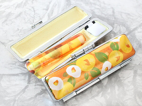 印鑑 作成 銀行印 ケース付き セット はんこ 和ざいく NAGOMI印鑑 プレミアム ケース付き 12mm 椿あそび イエロー WY-96 銀行印 認印 印鑑...