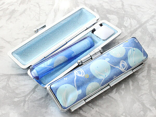 印鑑 作成 銀行印 ケース付き セット はんこ 和ざいく NAGOMI印鑑 プレミアム ケース付き 12mm ヨーヨー ブルー WB-83 銀行印 認印 印鑑と...