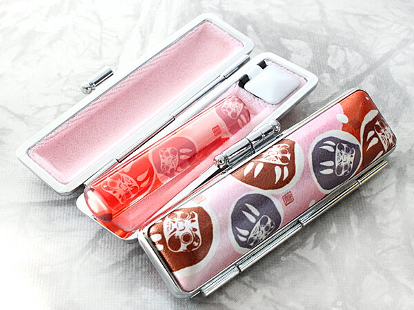 印鑑 作成 銀行印 ケース付き セット はんこ 和ざいく NAGOMI印鑑 プレミアム ケース付き 12mm 寿だるま ピンク WR-92 銀行印 認印 印鑑と...