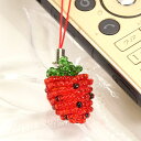 ◆キュートな手作り風♪/ビーズのイチゴ/ストロベリーストラッ...