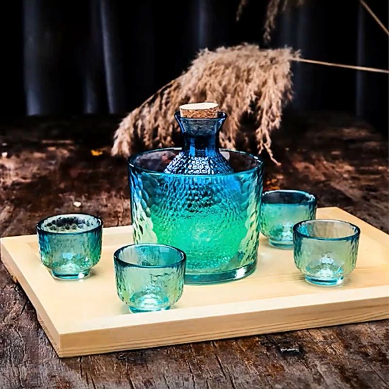 冷酒器 ガラス徳利セット 和酒徳利セット 酒器セット 保温保冷 冷酒耐熱ガラス 酒器 日本酒 徳利 燗瓶 盃 シンプル おしゃれ グラス お