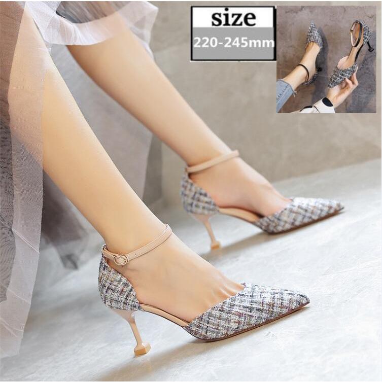 ストラップ パンプス 2020夏新品 ポインテッドトゥシューズ ピンヒール レディース パーティーパンプス..