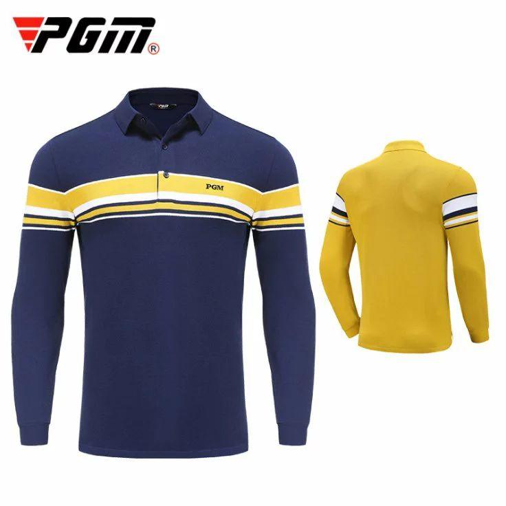 PGM ゴルフ ポロシャツ 長袖 メンズ 春 ゴルフウェア ひんやり冷感 通気吸汗 快適 ストレッチ 春秋 厚手 防風 保温 暖かい