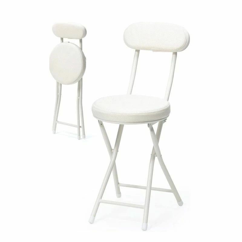 折りたたみチェア パイプ椅子 背もたれ メッシュ生地 座面高45cm スリム 軽量 クッション 持ち運び キ..