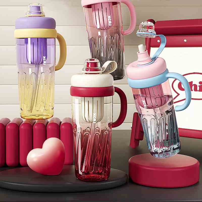 950ml 水筒 ストローき 漏れ防止 車用 通勤 大容量 直飲 オフィス おしゃれ 持ち運び 女の子 男の子