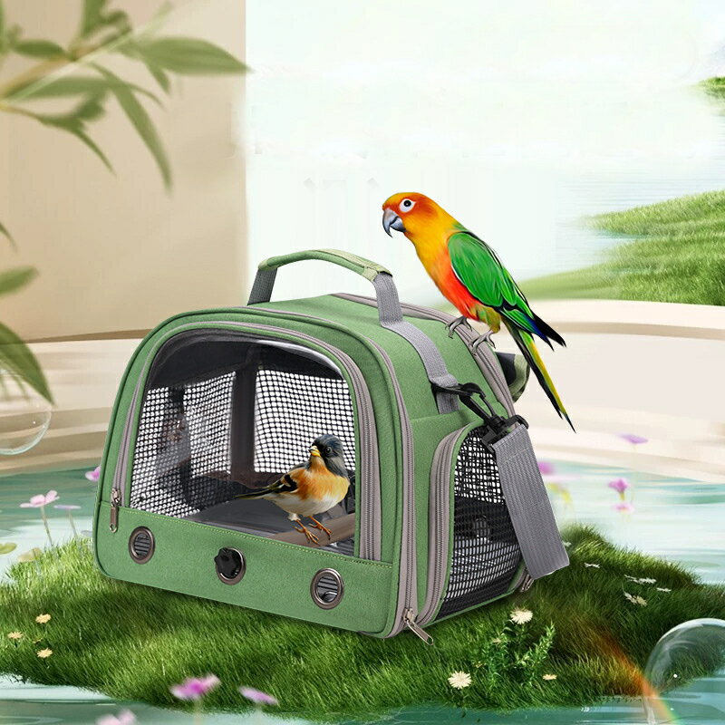 ペット鳥キャリアバッグ屋外ポータブルワンショルダー通気性鳥かご止まり木プラットフォームオウムケージ鳥用品インコ用