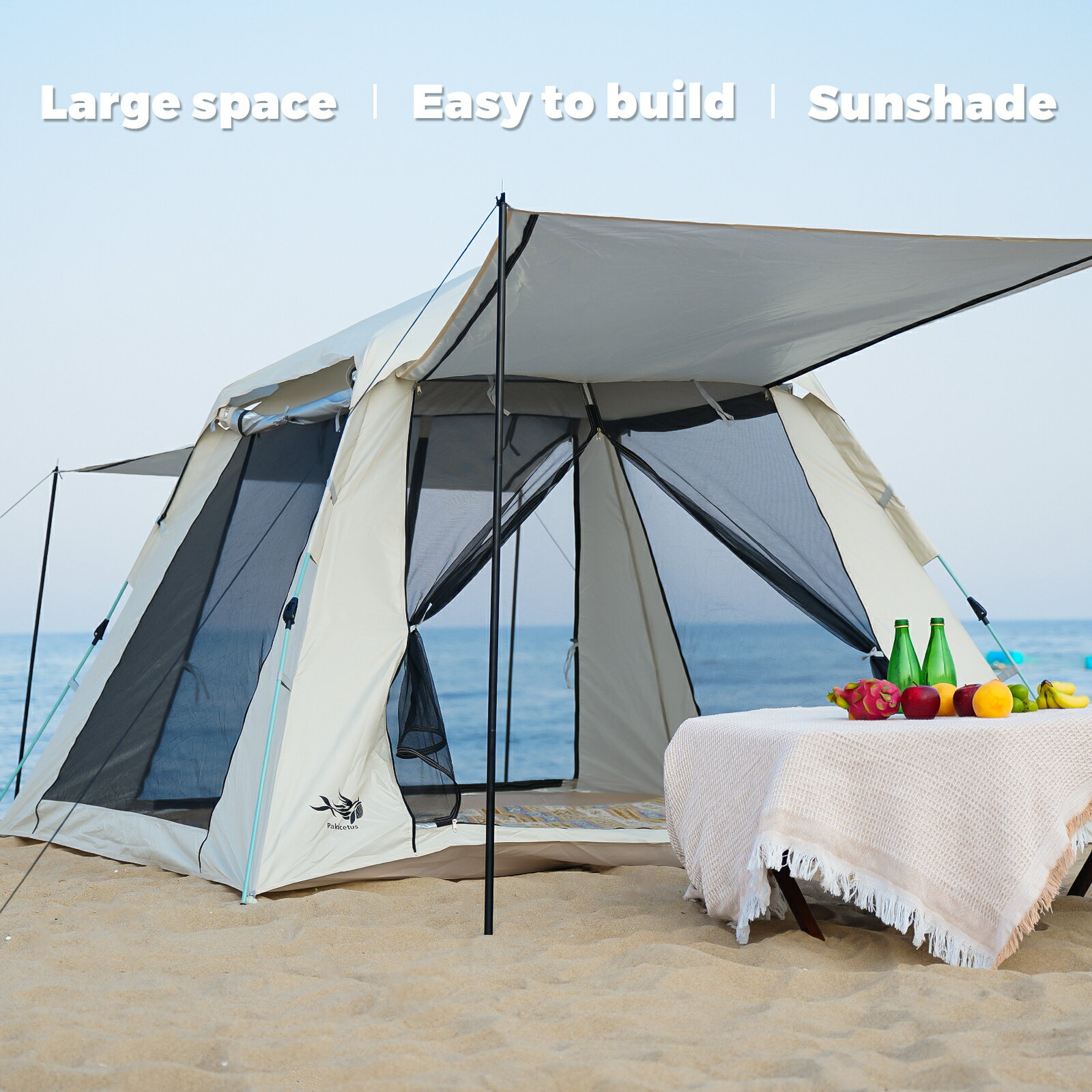 2-3 人用アウトドアキャンプポップアップテント防水、防風、防雨カルパ換気アップグレード収納袋キャンプ