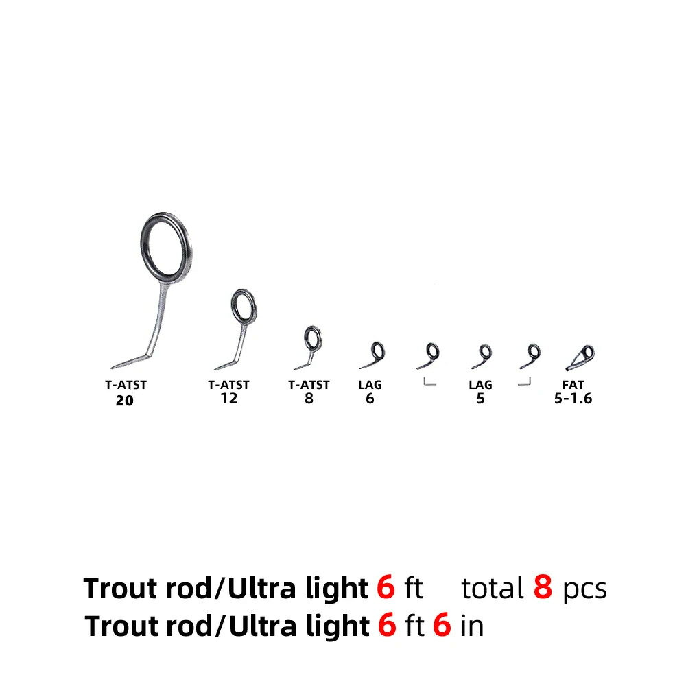 釣り竿ガイドセット TROUT ロッド 超軽量 DIY リペアロッド NooNRoo