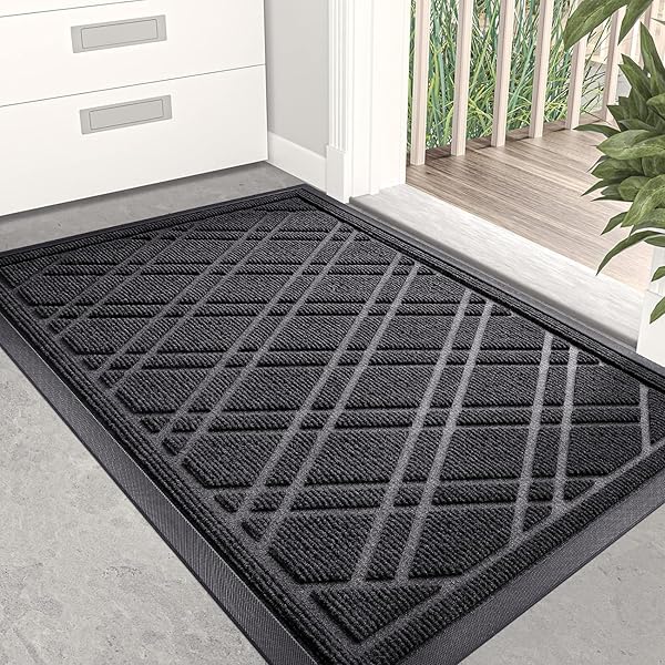 Rakuten - 玄関マット 屋外 大判 泥落とし 60x90cm ドアマット 室内 おしゃれ 入口マット 滑り止め 業務用