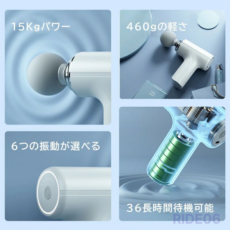 ストレス解消 リラックス 全身ケア 静音 6レベル調節 アタッチメント ハンディガン マッサージガン ミニ 電動マッサージ器 ガン