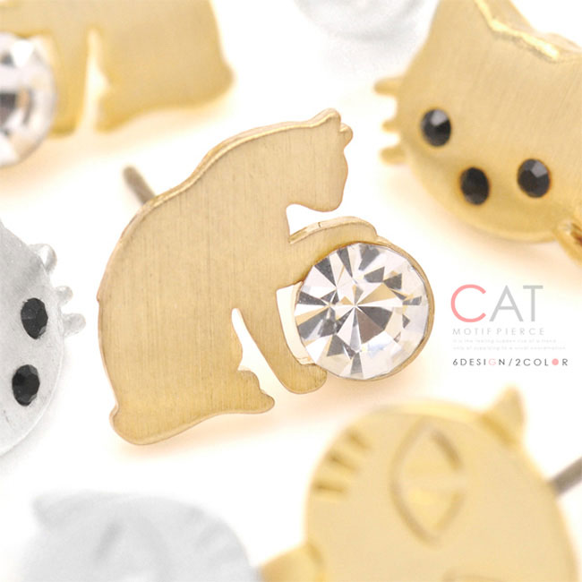 樂天商城 - ネコモチーフバックキャッチピアス レディース 女性用 シンプル パール 真珠 ラインストーン 猫 キャット ねこ にゃんこちゃん 動物 アニマル 哺乳類 キレイ カワイイ キュート ガーリー イヤアクセ おしゃれ カジュアル アクセサリー P2【メール便送料無料】