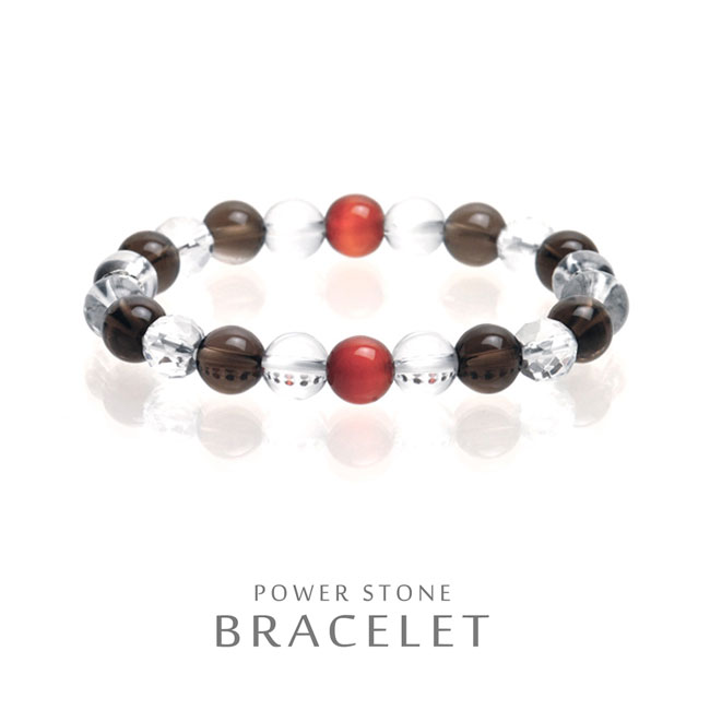 【メール便送料無料】 天然石 ミックス ブレスレット クォーツ 水晶 スモーキークォーツ 煙水晶 カーネリアン 紅玉髄 レディース メンズ ユニセックス お揃い...