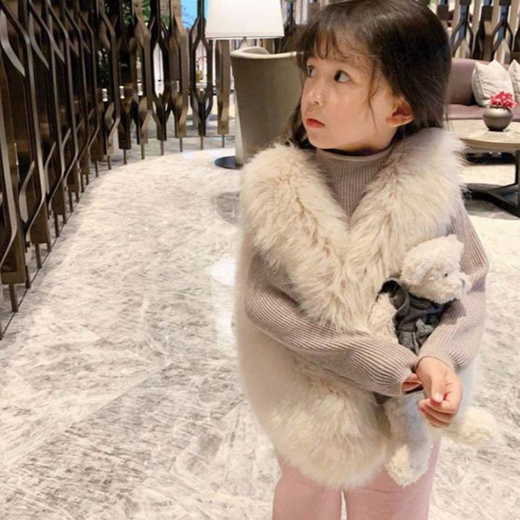 フェイクファー 女の子 ファーベスト 子ども服 クファー ボアベスト 可愛い ベスト...