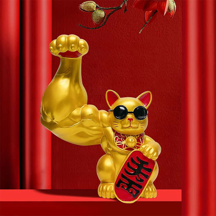 招き猫 ガテン系招き猫 縁起物 周年祝い お祝いプレゼント 仕事 マッスル 金運 風...