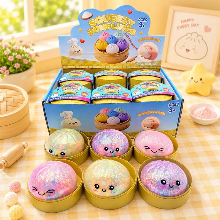【6個入り】スクイーズ ストレス 握る玩具 【6個入り】スクイーズ squishy 解消 知育 dumpling 玩具 肉まん もちもち 柔らかい 水感 色ランダム発送 景品 餃子型 低反発 高反発 子供 大人兼用 ミステリー餃子スクイーズボックス beppin14-10004321 Beppin楽天市場店 サンプル画像3