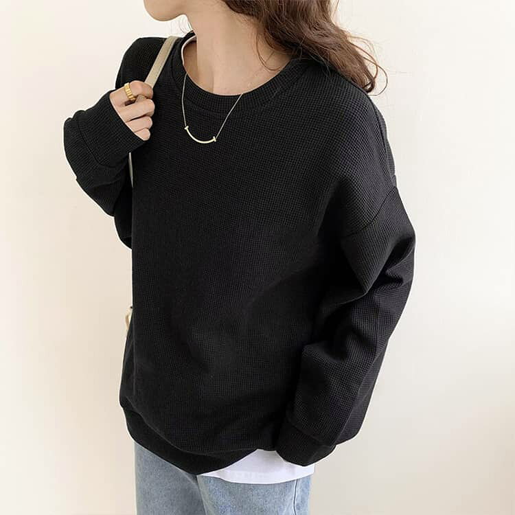 ワッフル レディース ロンT 秋 スウェット オフィス トレーナー トップス 着痩せ クルーネック カジュアル ゆったり 体型カバー 長袖tシャツ 大人 長袖 可愛い ワッフル お洒落 春 プルオーバー 冬 大きいサイズ ボリューム袖 カットソー 無地 シンプル beppin14-10006798 Beppin楽天市場店 サンプル画像3