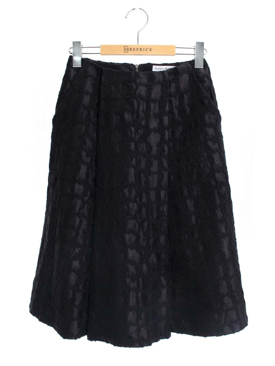 乐天商城 - エムプルミエ C428-030 スカート 34 ブラック LOOP JAQUARD TUCK SKIRT【中古】 ITBF15LXZA20