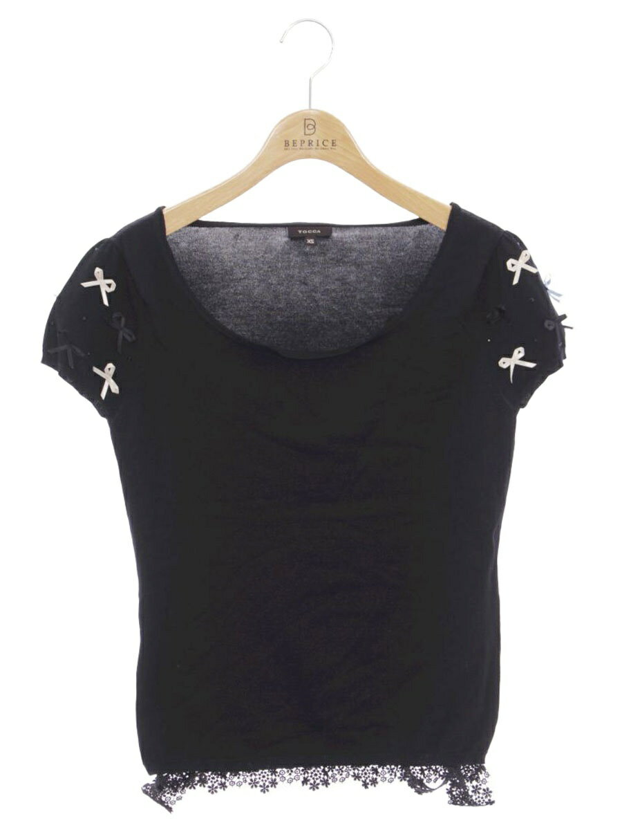 【78％OFF】トッカ 438596 ノースリーブ XS ブラック ニット リボン【中古】 ITW6015MOP6K RSS70