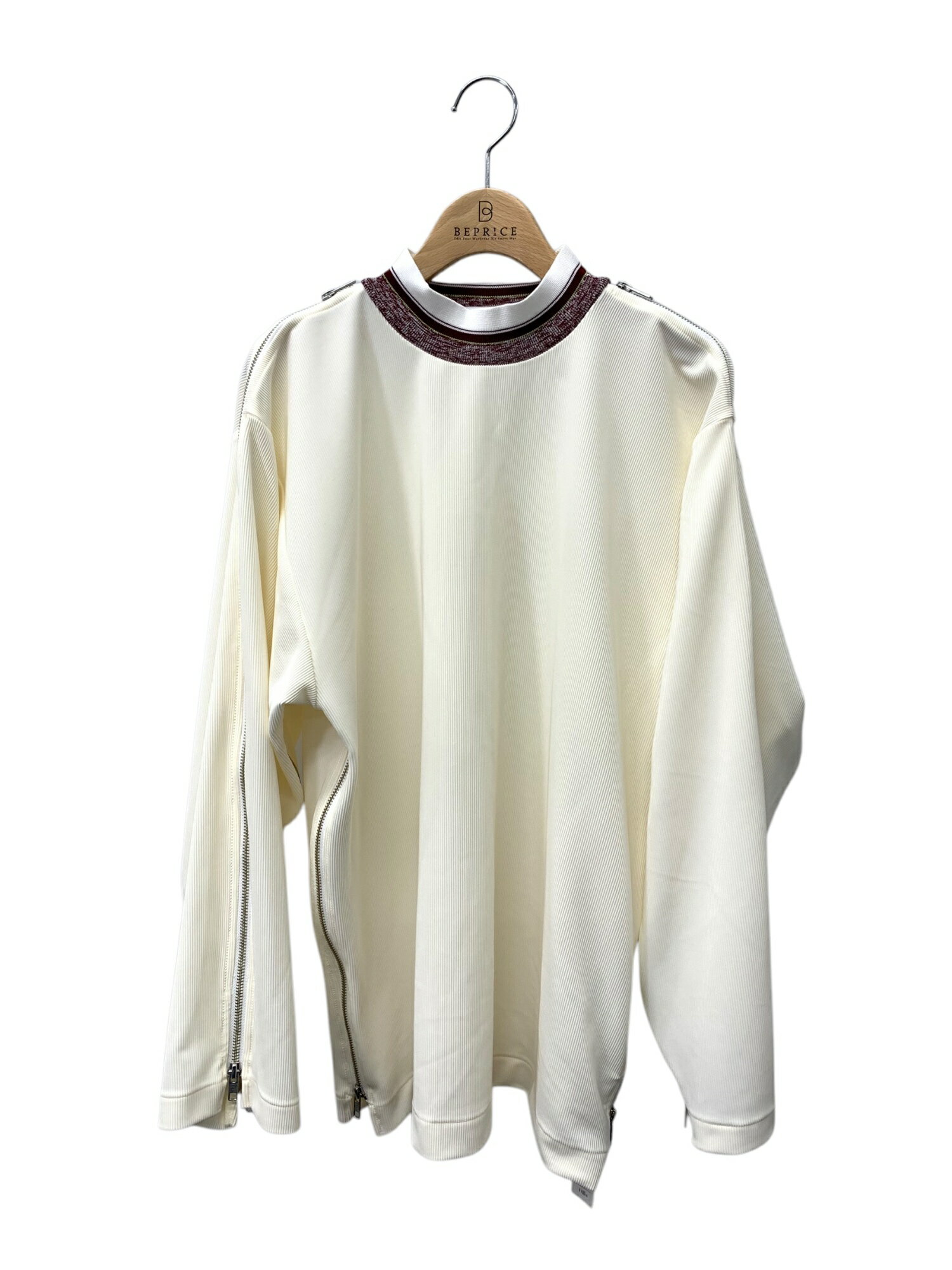 トーガ プルラ Code pique jersey top TP242-JK235 トップス 36 ホワイト ストレッチ 袖ジップ【中古】 ITE4B3F5B5W2