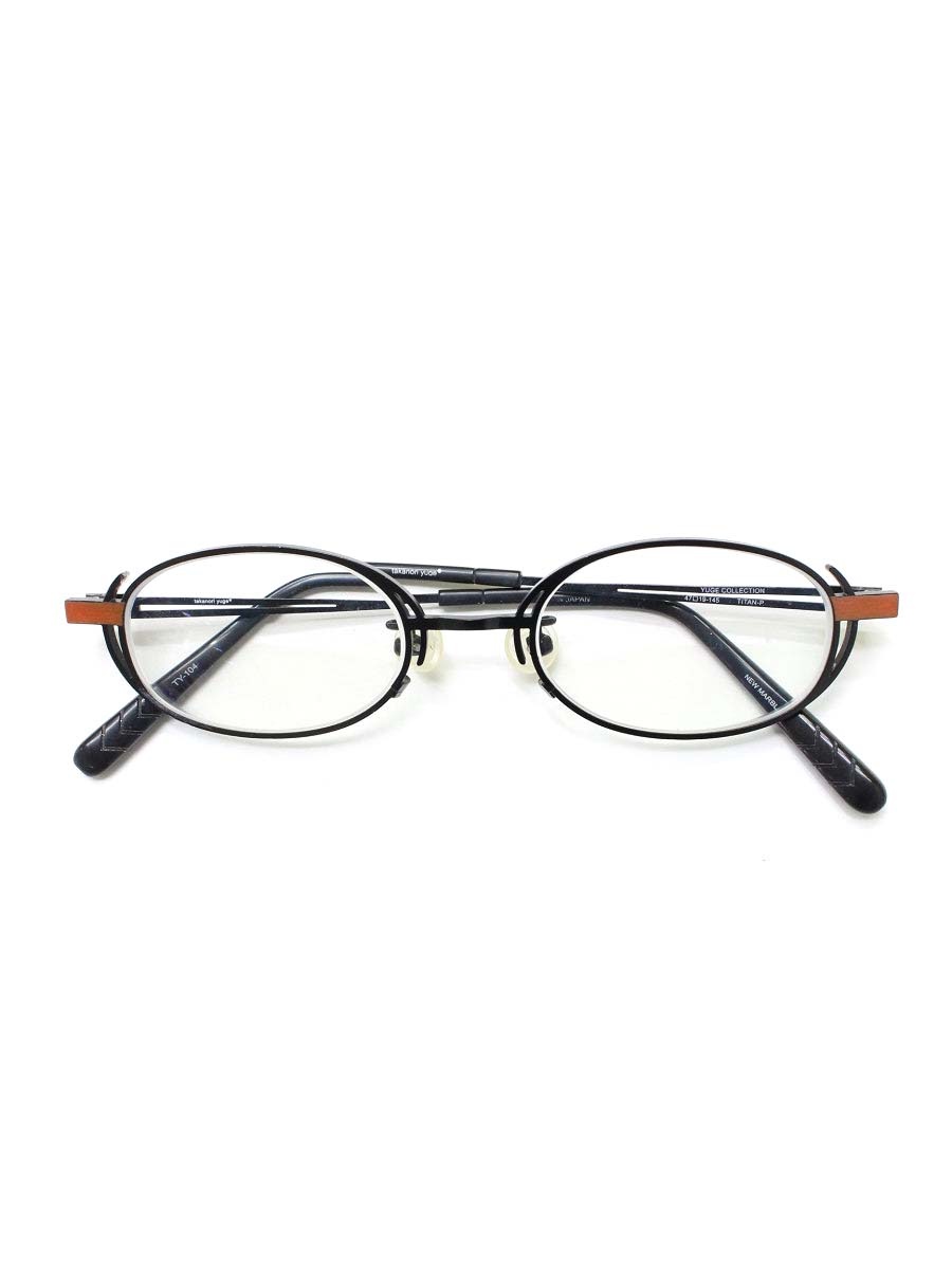 BURBERRY - タカノリユゲ YUGE COLLECTION NEWMARBLE30 TY-104 メガネ ブラック メタルフレーム フルリム オーバル【中古】 IT3V7TBHQZE3