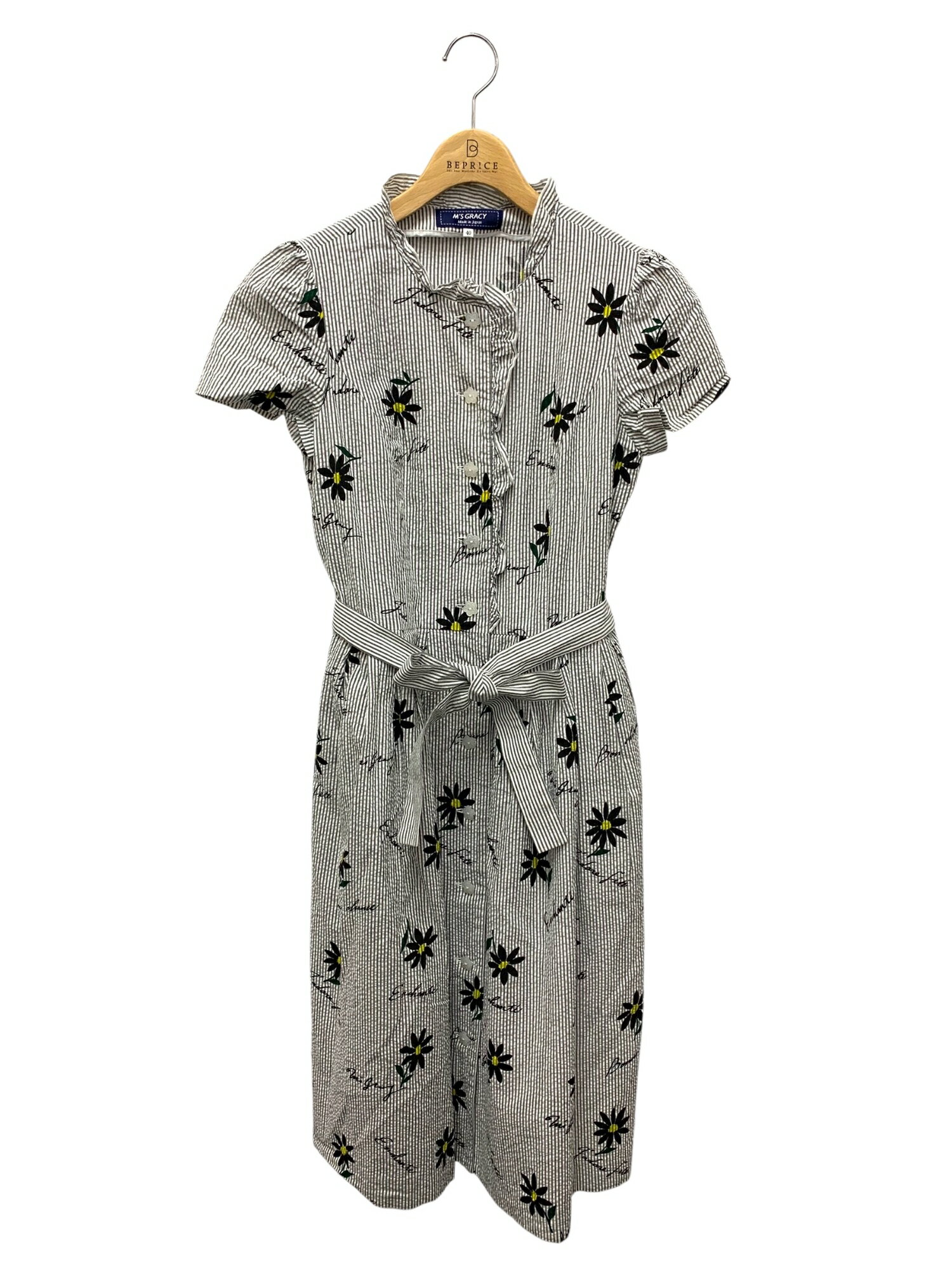 エムズグレイシー 311338 ワンピース 40 グレー マーガレット【中古】 ITZFCMNZINUG